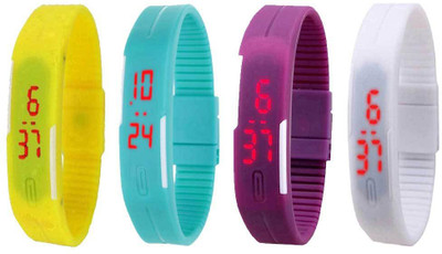 

Kissu Led Magnet Band Combo of 4 Yellow, Sky Blue, Purple And White Watch - For Men & Women
