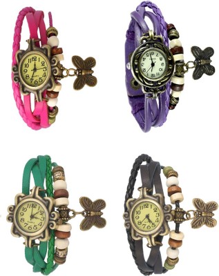 NS18 Vintage Butterfly Rakhi Combo of 4 Pink, Green, Purple And Black Analog Watch  - For Women   Watches  (NS18)