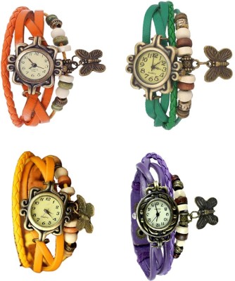 NS18 Vintage Butterfly Rakhi Combo of 4 Orange, Yellow, Green And Purple Analog Watch  - For Women   Watches  (NS18)
