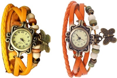 NS18 Vintage Butterfly Rakhi Watch Combo of 2 Yellow And Orange Analog Watch  - For Women   Watches  (NS18)