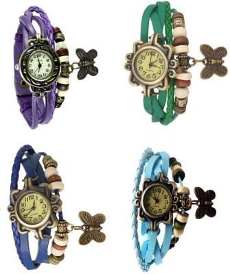 NS18 Vintage Butterfly Rakhi Combo of 4 Purple, Blue, Green And Sky Blue Analog Watch  - For Women   Watches  (NS18)
