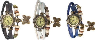 NS18 Vintage Butterfly Rakhi Watch Combo of 3 Black, White And Blue Analog Watch  - For Women   Watches  (NS18)