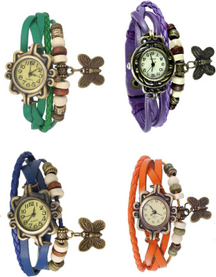 

Kissu Vintage Rakhi Combo of 4 Green, Blue, Purple And Orange Watch - For Women