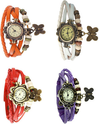 

NS18 Vintage Butterfly Rakhi Combo of 4 Orange, Red, White And Purple Watch - For Women