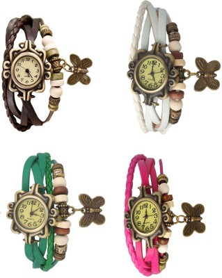 NS18 Vintage Butterfly Rakhi Combo of 4 Brown, Green, White And Pink Analog Watch  - For Women   Watches  (NS18)