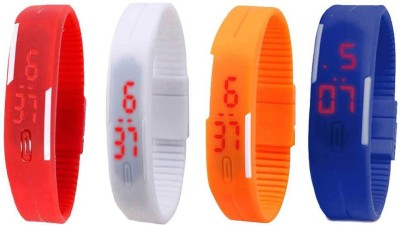 NS18 Silicone Led Magnet Band Combo of 4 Red, White, Orange And Blue Digital Watch  - For Boys & Girls   Watches  (NS18)