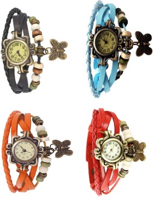 NS18 Vintage Butterfly Rakhi Combo of 4 Black, Orange, Sky Blue And Red Analog Watch  - For Women   Watches  (NS18)