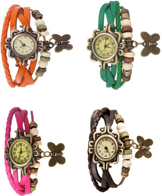 

NS18 Vintage Butterfly Rakhi Combo of 4 Orange, Pink, Green And Brown Watch - For Women