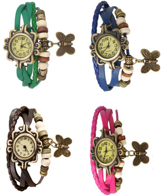 

Kissu Vintage Rakhi Combo of 4 Green, Brown, Blue And Pink Watch - For Women