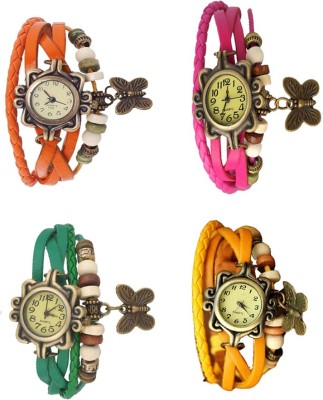 NS18 Vintage Butterfly Rakhi Combo of 4 Orange, Green, Pink And Yellow Analog Watch  - For Women   Watches  (NS18)