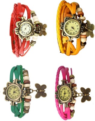 NS18 Vintage Butterfly Rakhi Combo of 4 Red, Green, Yellow And Pink Watch  - For Women   Watches  (NS18)