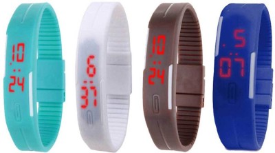 NS18 Silicone Led Magnet Band Combo of 4 Sky Blue, White, Brown And Blue Digital Watch  - For Boys & Girls   Watches  (NS18)