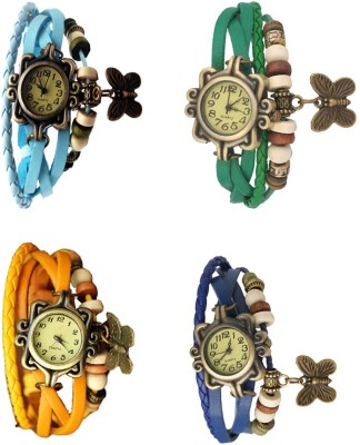 NS18 Vintage Butterfly Rakhi Combo of 4 Sky Blue, Yellow, Green And Blue Analog Watch  - For Women   Watches  (NS18)