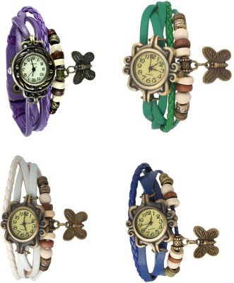 NS18 Vintage Butterfly Rakhi Combo of 4 Purple, White, Green And Blue Analog Watch  - For Women   Watches  (NS18)