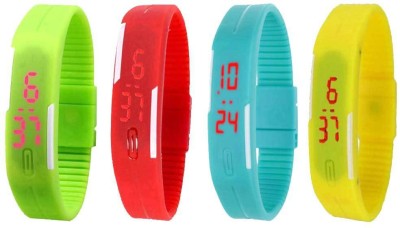 NS18 Silicone Led Magnet Band Combo of 4 Green, Red, Sky Blue And Yellow Digital Watch  - For Boys & Girls   Watches  (NS18)