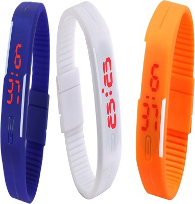 Twok Combo of Led Band Blue + White + Orange Digital Watch  - For Men & Women   Watches  (Twok)