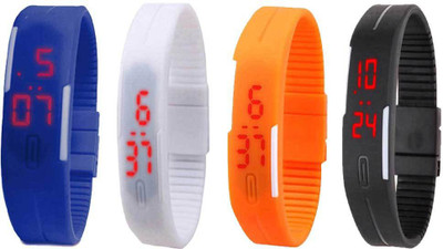 

Kissu Led Magnet Band Combo of 4 Blue, White, Orange And Black Watch - For Men & Women