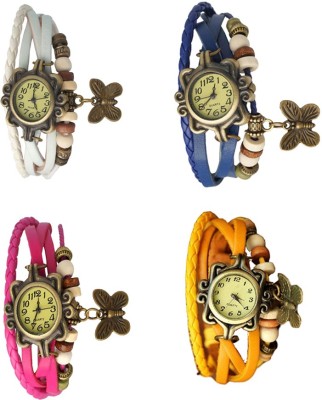 NS18 Vintage Butterfly Rakhi Combo of 4 White, Pink, Blue And Yellow Analog Watch  - For Women   Watches  (NS18)
