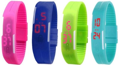 NS18 Silicone Led Magnet Band Watch Combo of 4 Pink, Blue, Green And Sky Blue Digital Watch  - For Couple   Watches  (NS18)