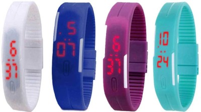 NS18 Silicone Led Magnet Band Watch Combo of 4 White, Blue, Purple And Sky Blue Digital Watch  - For Couple   Watches  (NS18)