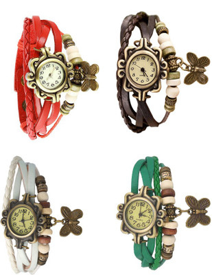 

NS18 Vintage Butterfly Rakhi Combo of 4 Red, White, Brown And Green Watch - For Women