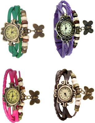 NS18 Vintage Butterfly Rakhi Combo of 4 Green, Pink, Purple And Brown Analog Watch  - For Women   Watches  (NS18)