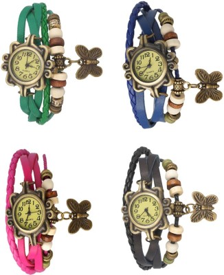 NS18 Vintage Butterfly Rakhi Combo of 4 Green, Pink, Blue And Black Analog Watch  - For Women   Watches  (NS18)