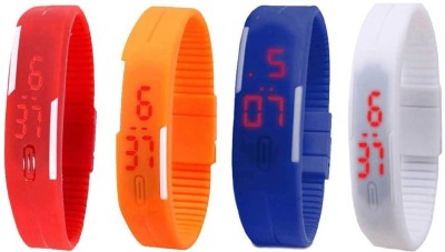 NS18 Silicone Led Magnet Band Combo of 4 Red, Orange, Blue And White Digital Watch  - For Boys & Girls   Watches  (NS18)