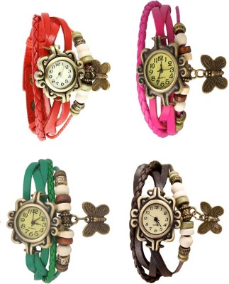 NS18 Vintage Butterfly Rakhi Combo of 4 Red, Green, Pink And Brown Analog Watch  - For Women   Watches  (NS18)