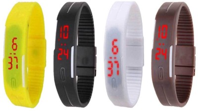 NS18 Silicone Led Magnet Band Combo of 4 Yellow, Black, White And Brown Digital Watch  - For Boys & Girls   Watches  (NS18)