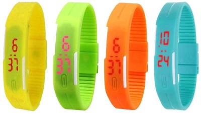 NS18 Silicone Led Magnet Band Watch Combo of 4 Yellow, Green, Orange And Sky Blue Digital Watch  - For Couple   Watches  (NS18)