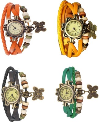 NS18 Vintage Butterfly Rakhi Combo of 4 Orange, Black, Yellow And Green Analog Watch  - For Women   Watches  (NS18)