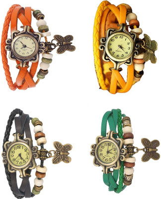 

NS18 Vintage Butterfly Rakhi Combo of 4 Orange, Black, Yellow And Green Watch - For Women