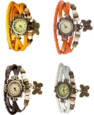 

NS18 Vintage Butterfly Rakhi Combo of 4 Yellow, Brown, Orange And White Watch - For Women