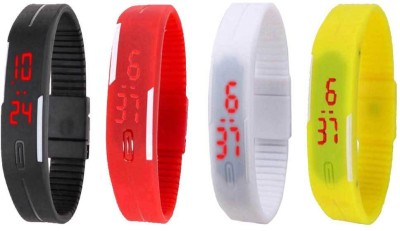 NS18 Silicone Led Magnet Band Combo of 4 Black, Red, White And Yellow Digital Watch  - For Boys & Girls   Watches  (NS18)