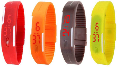 

Kissu Led Magnet Band Combo of 4 Red, Orange, Brown And Yellow Watch - For Men & Women
