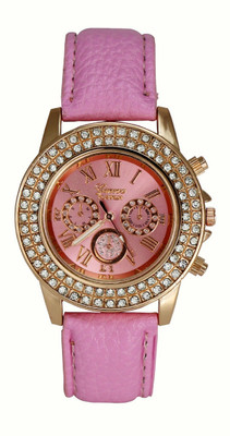 

Geneva Platinum Double Layer Studded Watch - For Women