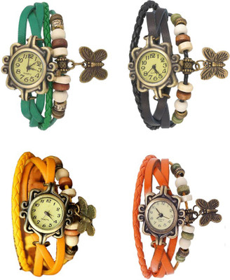 

Kissu Vintage Rakhi Combo of 4 Green, Yellow, Black And Orange Watch - For Women