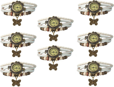

Kissu Vintage Rakhi Combo of 8 White Watch - For Women