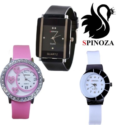 SPINOZA Diamond studded letest collaction with beautiful attractive Pink black and white watch S09P46 Analog Watch  - For Women   Watches  (SPINOZA)