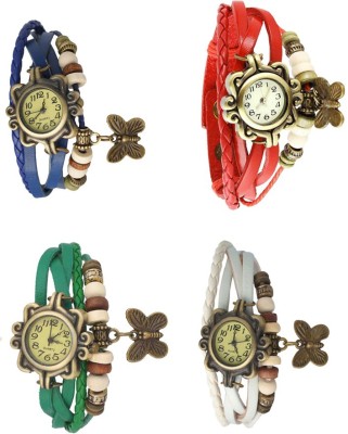 NS18 Vintage Butterfly Rakhi Combo of 4 Blue, Green, Red And White Analog Watch  - For Women   Watches  (NS18)
