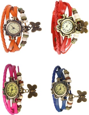 NS18 Vintage Butterfly Rakhi Combo of 4 Orange, Pink, Red And Blue Analog Watch  - For Women   Watches  (NS18)