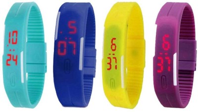 NS18 Silicone Led Magnet Band Watch Combo of 4 Sky Blue, Blue, Yellow And Purple Digital Watch  - For Couple   Watches  (NS18)