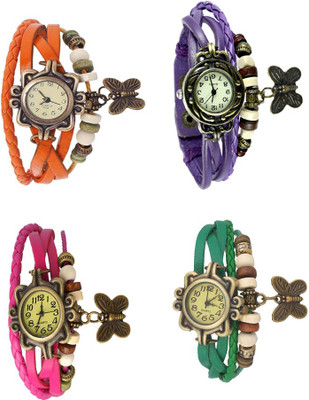 

Kissu Vintage Rakhi Combo of 4 Orange, Pink, Purple And Green Watch - For Women
