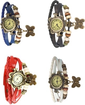 NS18 Vintage Butterfly Rakhi Combo of 4 Blue, Red, Black And White Analog Watch  - For Women   Watches  (NS18)