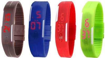

Kissu Led Magnet Band Combo of 4 Brown, Blue, Red And Green Watch - For Men & Women