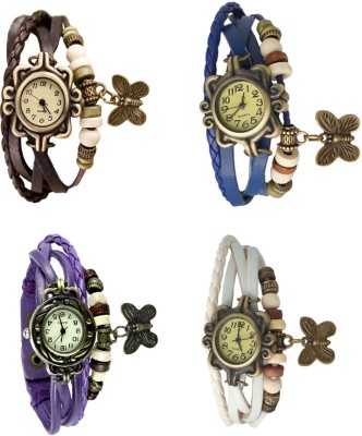 NS18 Vintage Butterfly Rakhi Combo of 4 Brown, Purple, Blue And White Analog Watch  - For Women   Watches  (NS18)