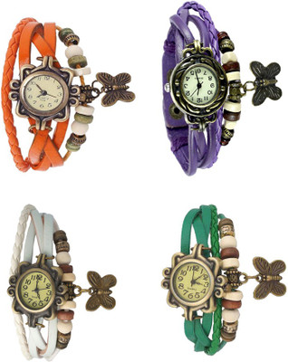 

NS18 Vintage Butterfly Rakhi Combo of 4 Orange, White, Purple And Green Watch - For Women