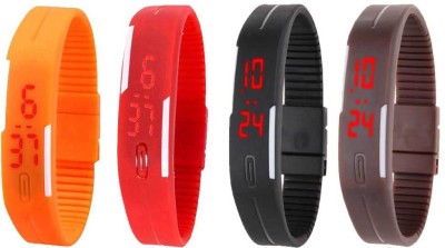 NS18 Silicone Led Magnet Band Combo of 4 Orange, Red, Black And Brown Digital Watch  - For Boys & Girls   Watches  (NS18)