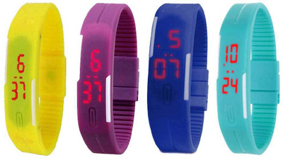 

Kissu Led Magnet Band Combo of 4 Yellow, Purple, Blue And Sky Blue Watch - For Men & Women